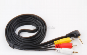 3 RCA オス オーディオ ケーブルに 3.5 mm 直角