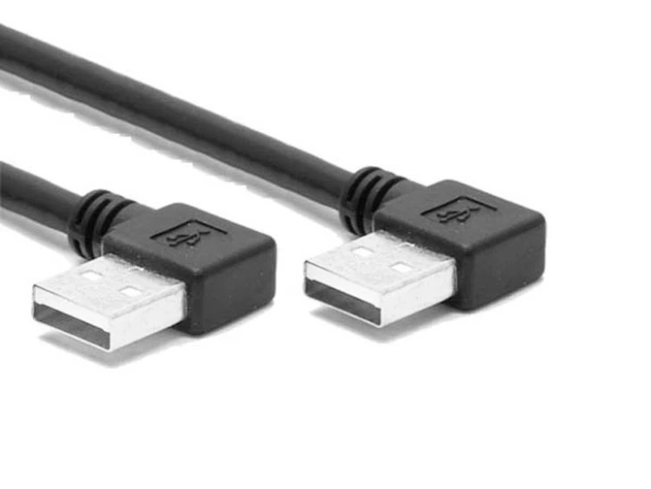 男性ダブル左アングル USB ケーブル A オス